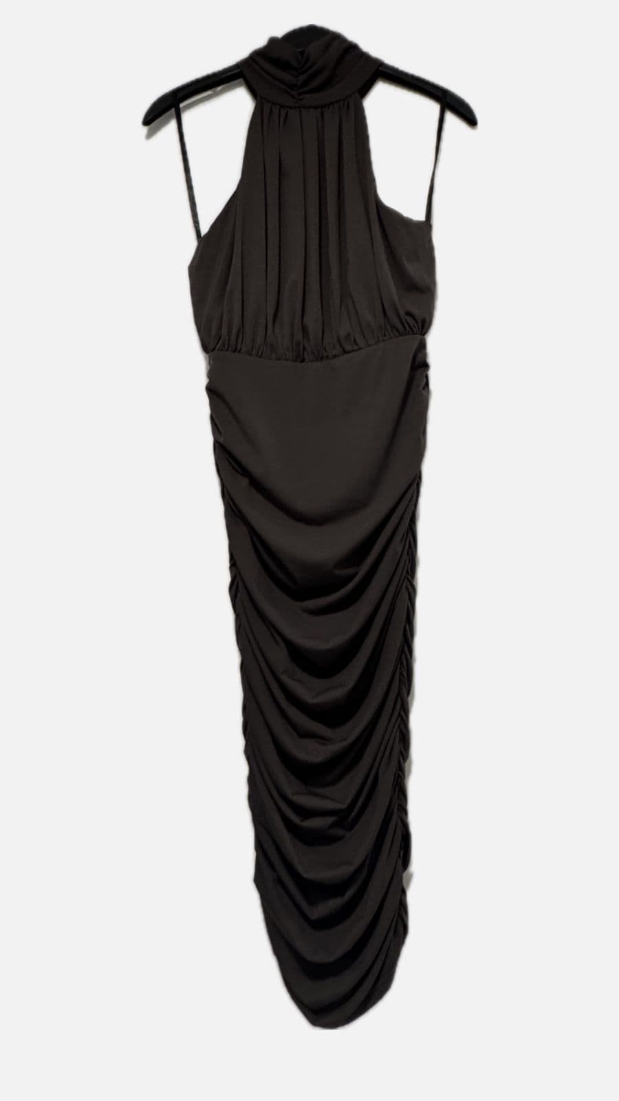 Dark Grey Ruched Midi Dress