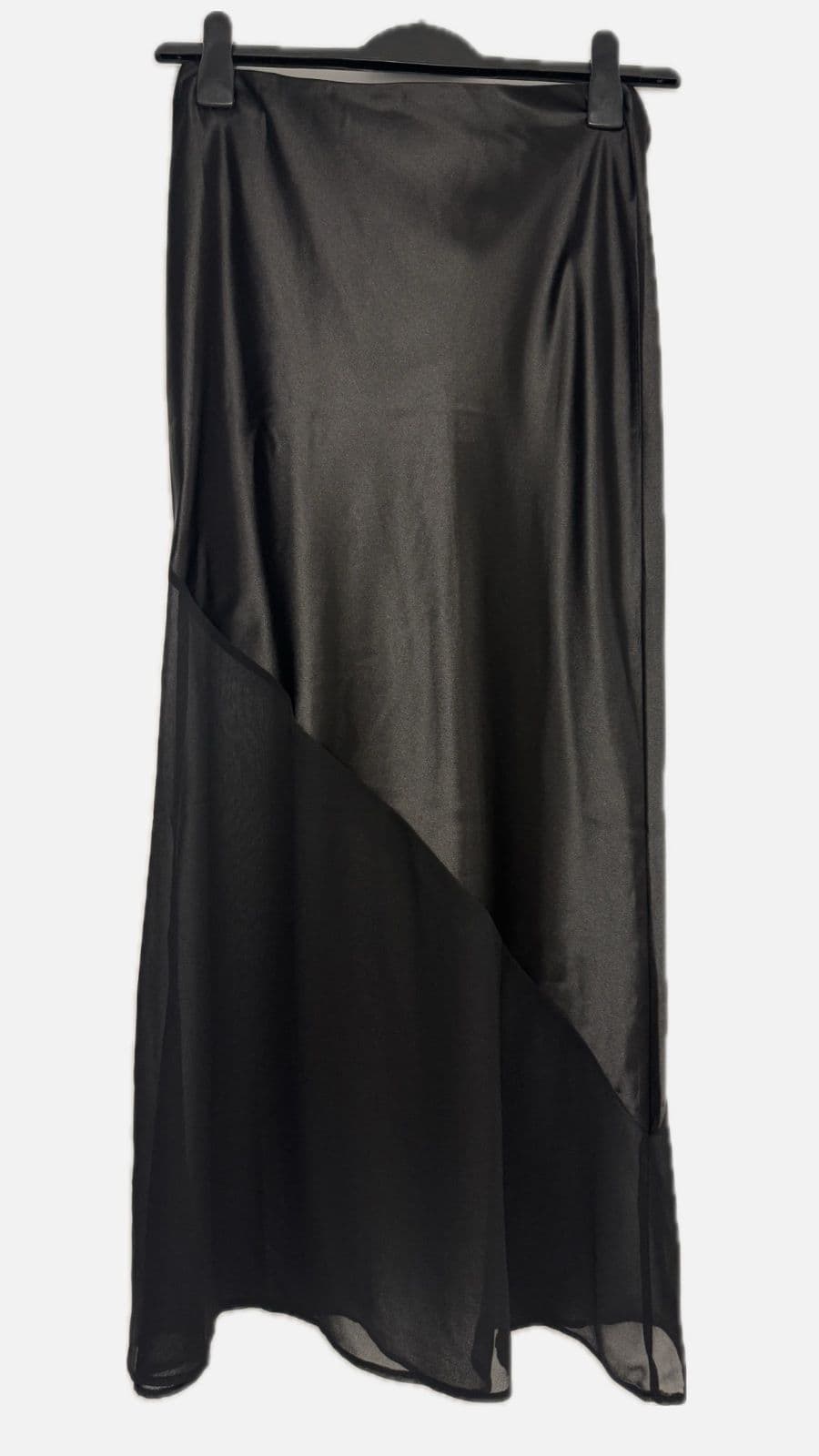 New Look Black Satin Asymmetric Skirt – UK 10 / EU 38