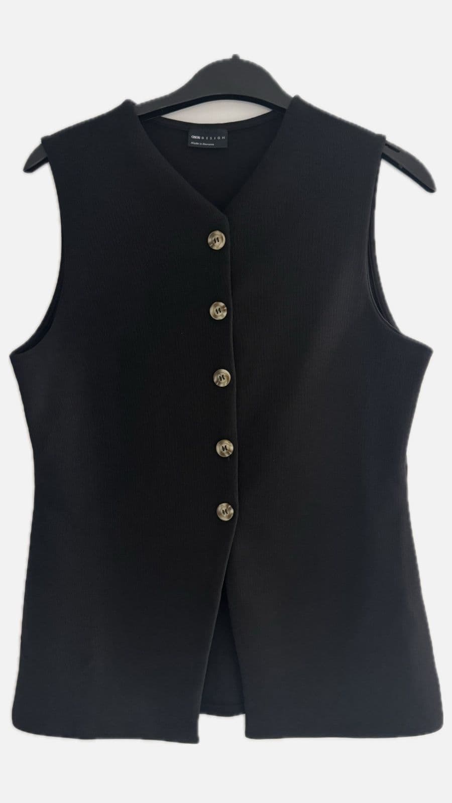 ASOS Design Black Button-Up Waistcoat - M