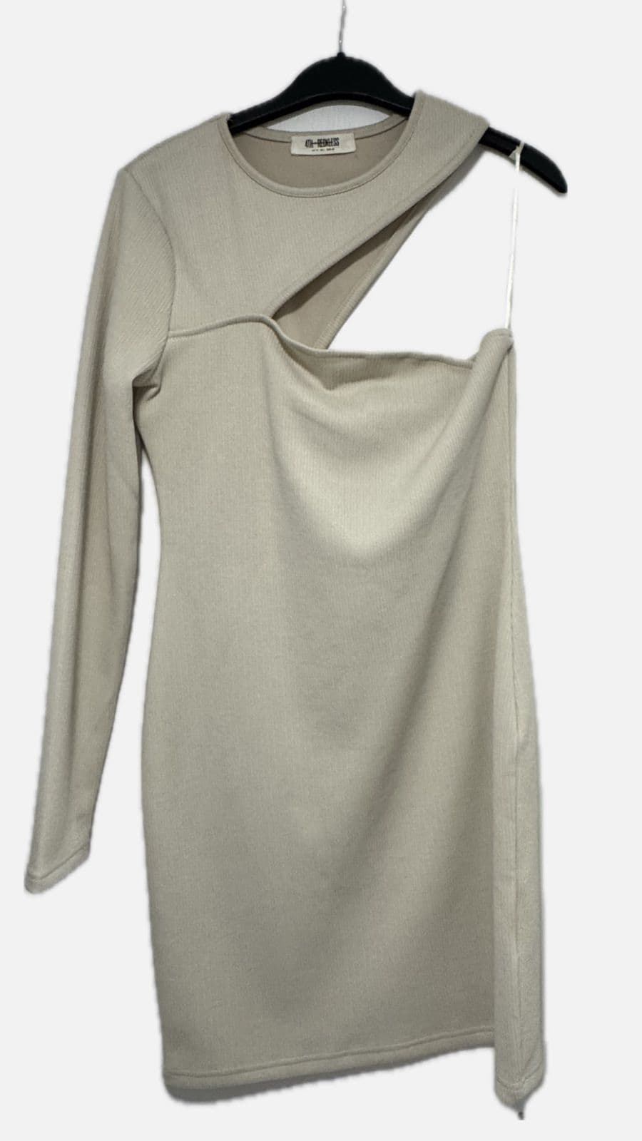 Beige One-Sleeve Dress - UK 12