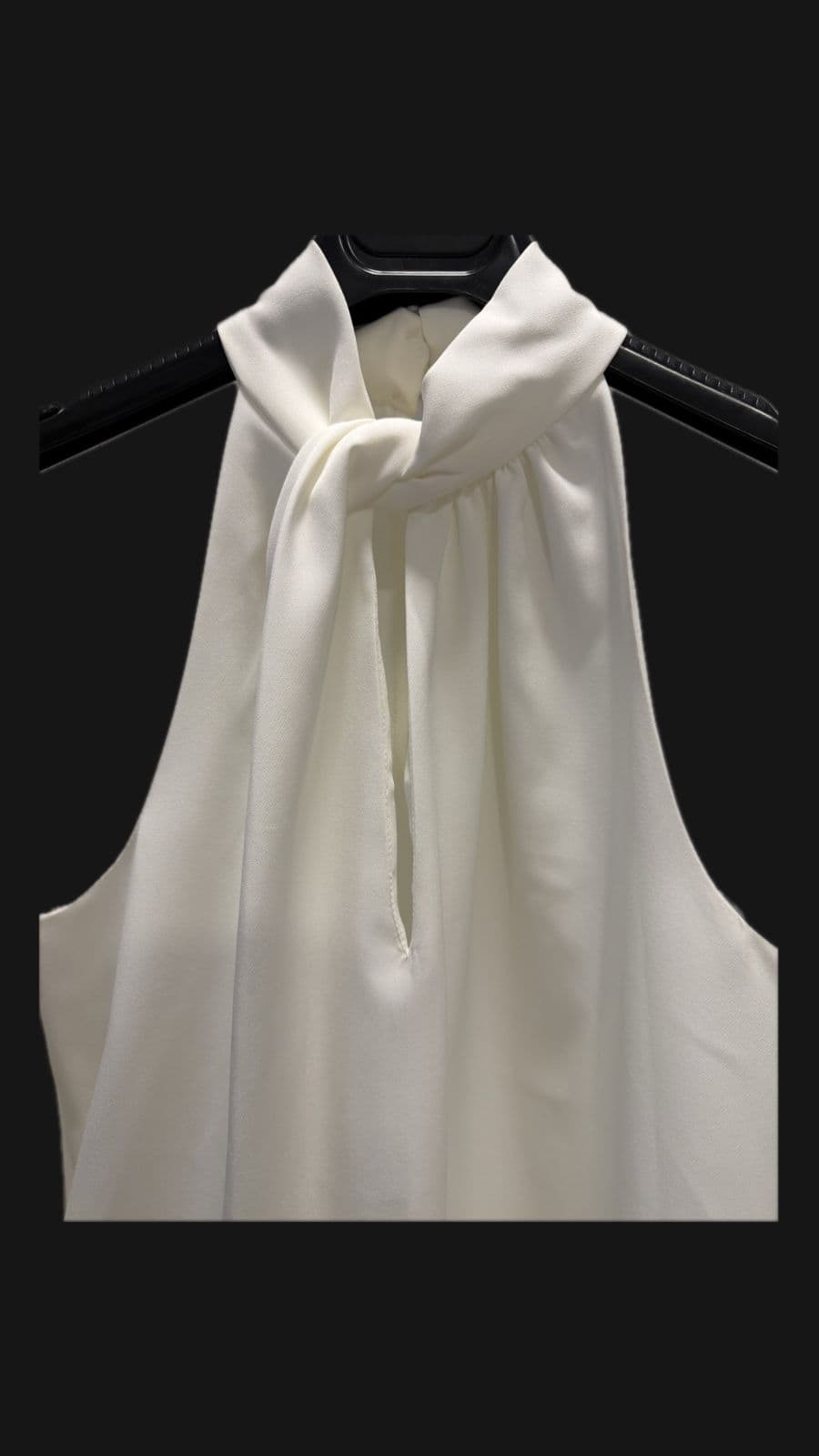 White Feather-Trim Halterneck Mini Dress – UK 10 – Never Worn