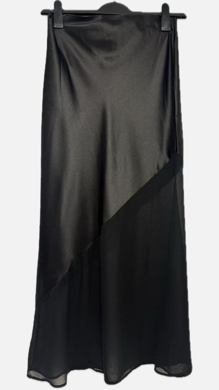 New Look Black Satin Asymmetric Skirt – UK 10 / EU 38