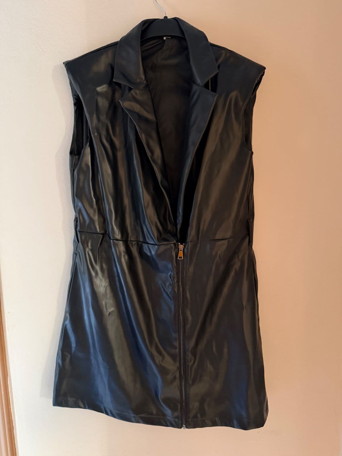 Leather black dress