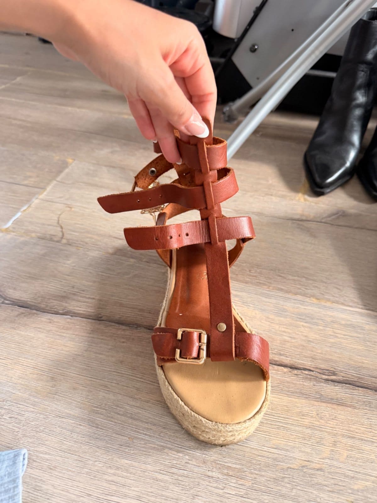Brown real leather sandals