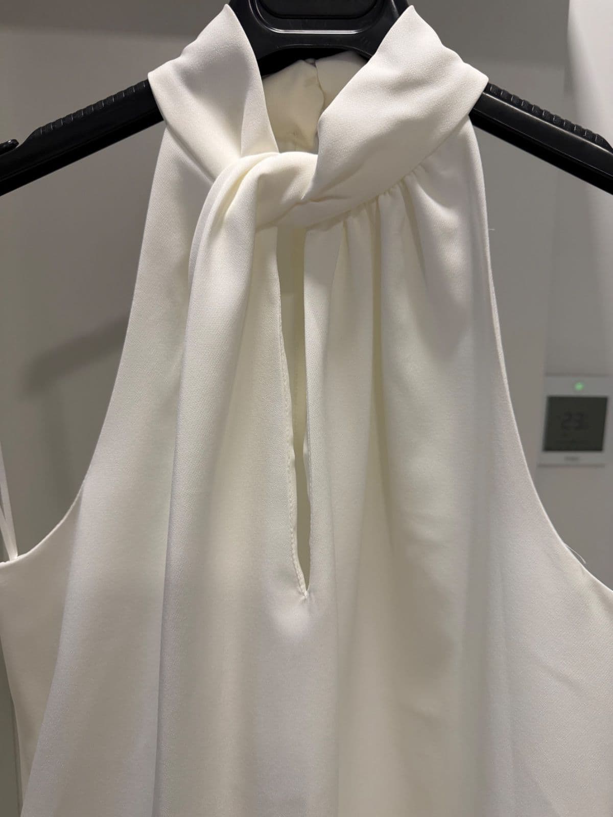 White Feather-Trim Halterneck Mini Dress – UK 10 – Never Worn