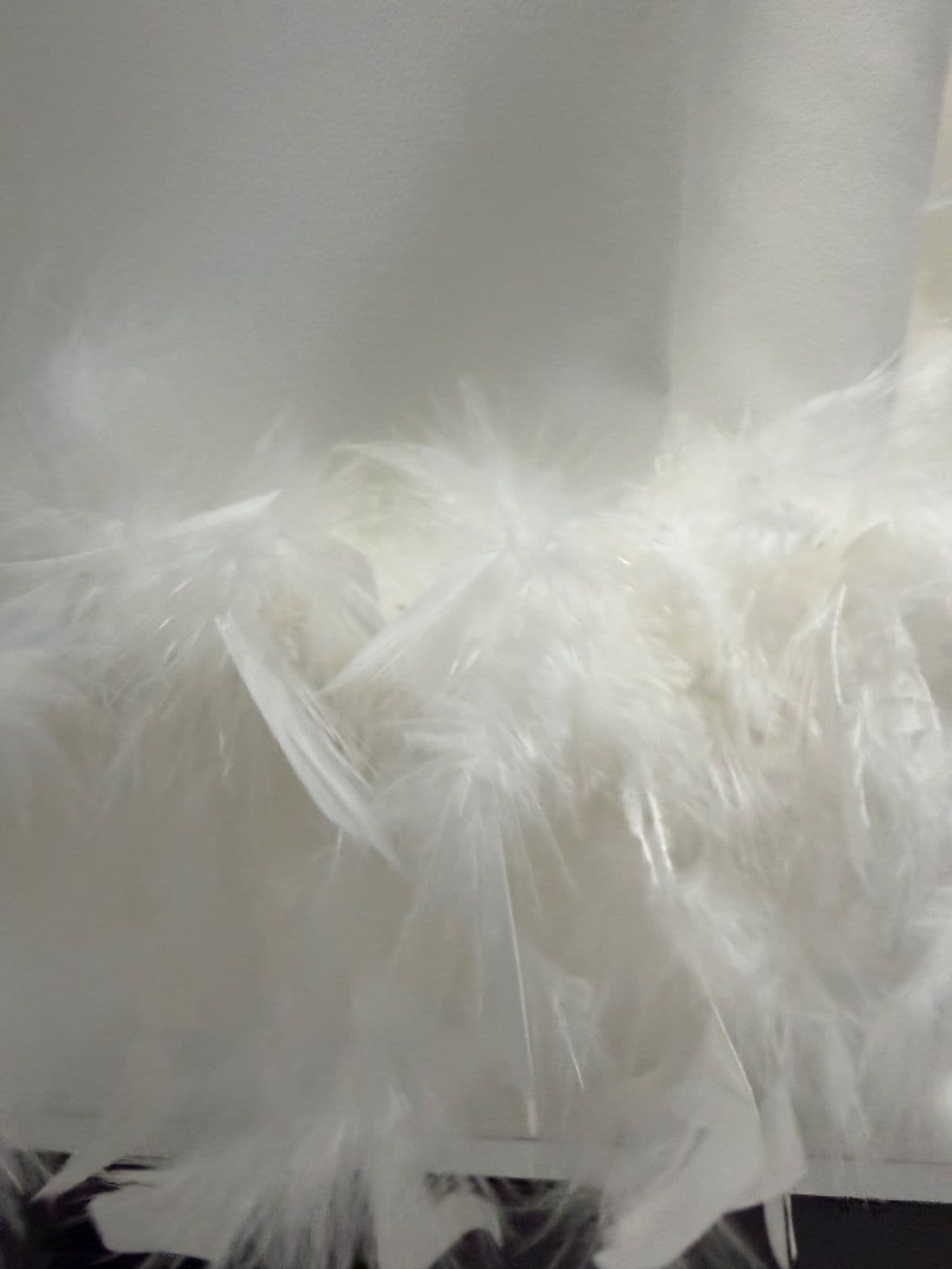 White Feather-Trim Halterneck Mini Dress – UK 10 – Never Worn