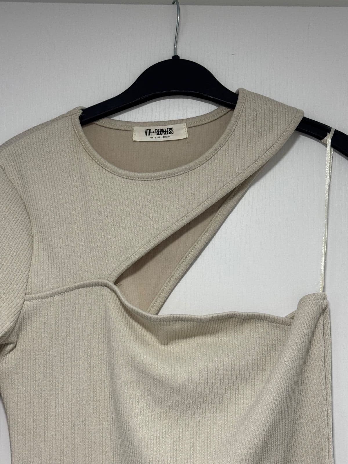 Beige One-Sleeve Dress - UK 12